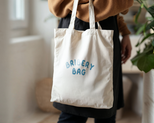 WISDOM & WONDER X HEY WONDER | Bribery Bag | Organic Cotton Tote Bag
