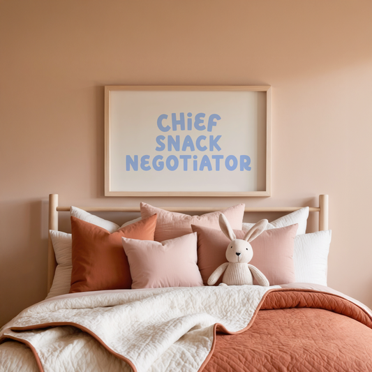 Chief Snack Negotiator | Cornflower and Cream | Art Print