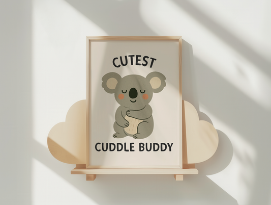 Cutest Cuddle Buddy | Black and Cream | Art Print