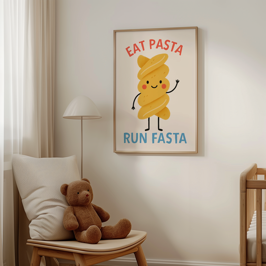 Eat Pasta Run Fasta | Lobster, Denim and Cream | Art Print