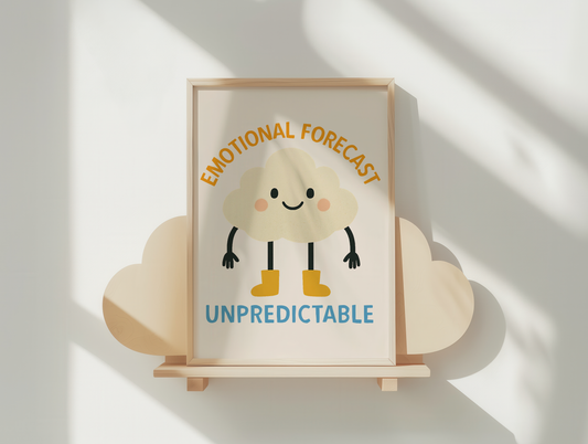 Emotional Forecast Unpredictable | Yellow, Denim and Cream | Art Print