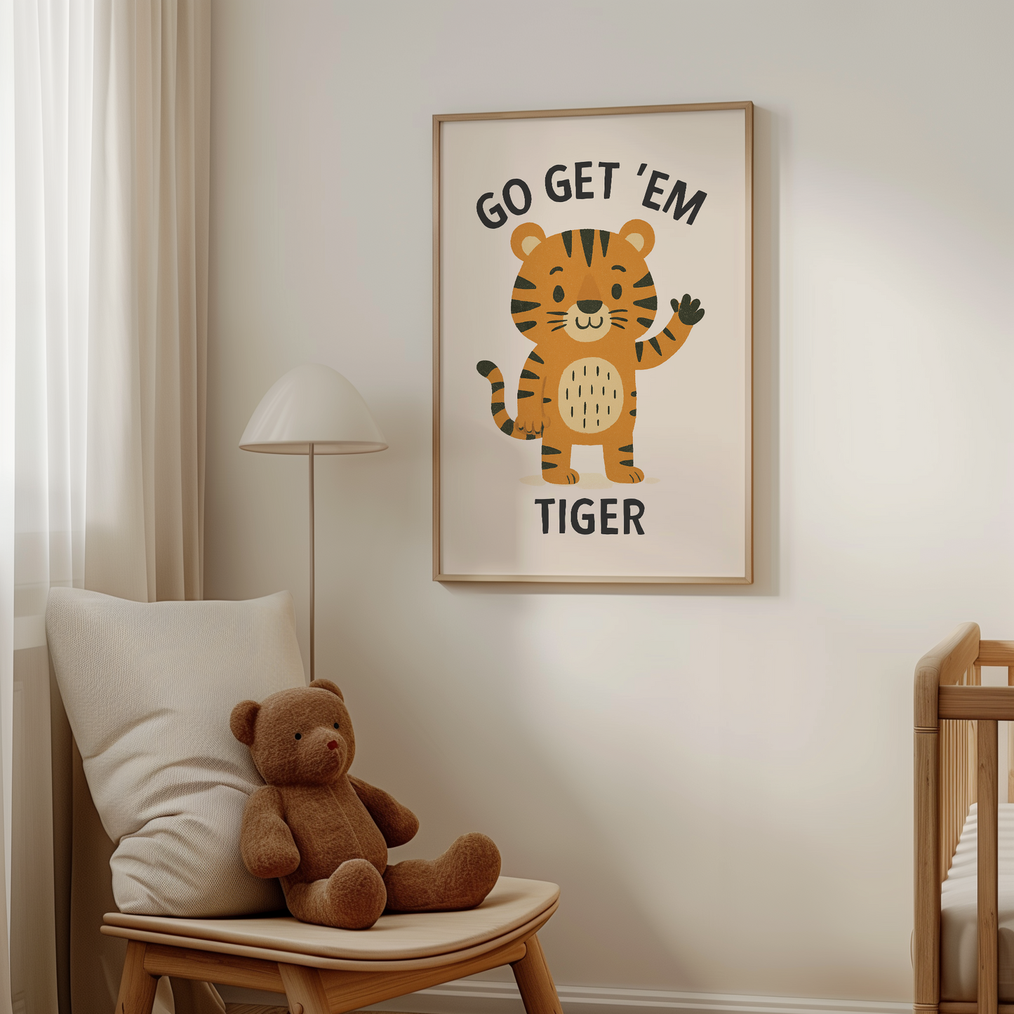 Go Get 'Em Tiger | Black and Cream | Art Print