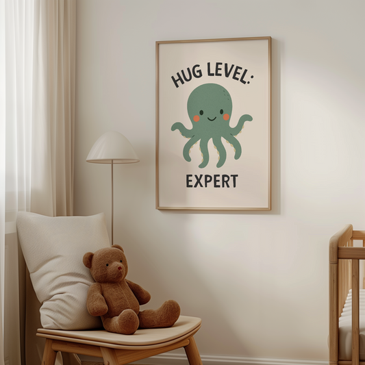 Hug Level: Expert | Black and Cream | Art Print