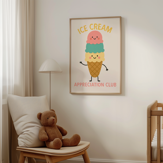 Ice Cream Appreciation Club | Yellow, Blush and Cream | Art Print