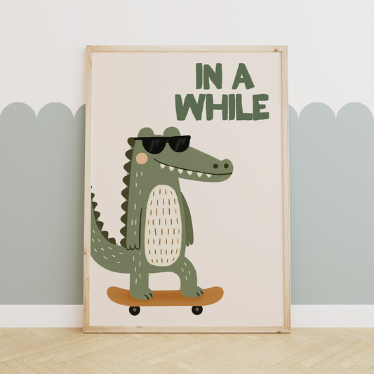 In A While Crocodile | Olive and Cream | Art Print