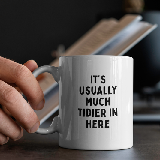 WISDOM & WONDER X HEY WONDER | It's Usually Much Tidier In Here | Black | Ceramic Mug