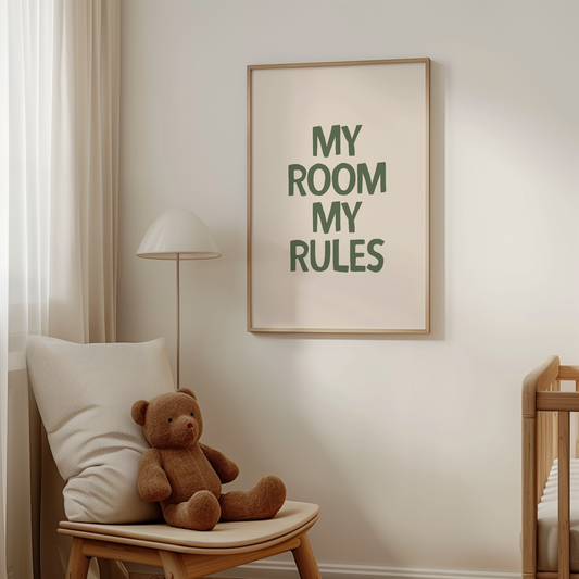 My Room My Rules | Olive Green and Cream | Art Print