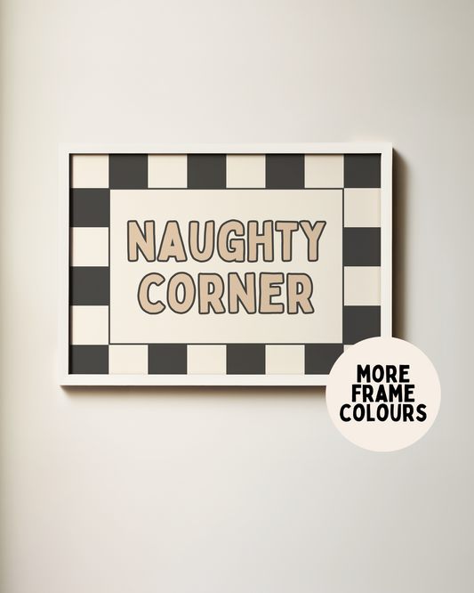 WISDOM & WONDER X HEY WONDER | Framed | Naughty Corner | Black & Cream | Landscape | Wall Art Print