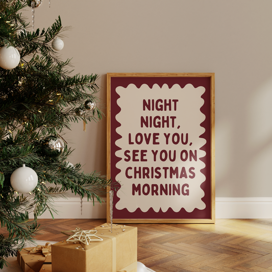 Night Night | Plum and Cream | Christmas Wall Art Print