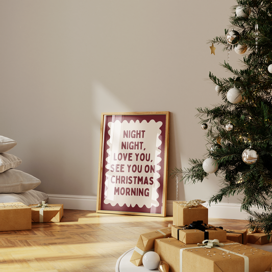 Night Night | Plum and Cream | Christmas Wall Art Print