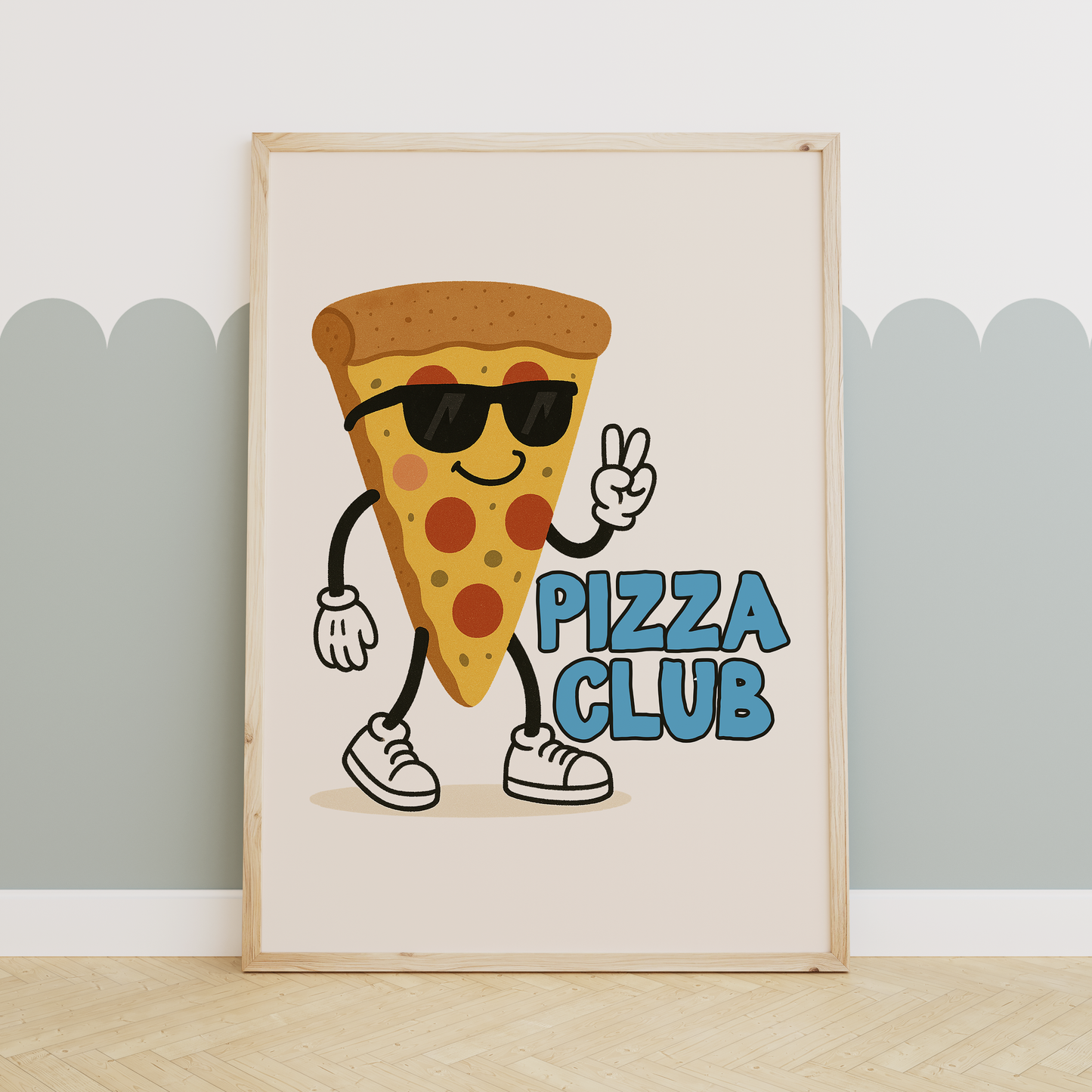 Pizza Club | Denim and Cream | Art Print