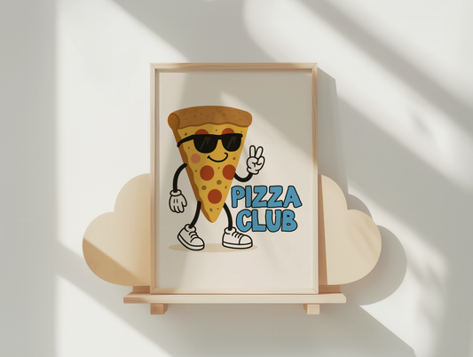 Pizza Club | Denim and Cream | Art Print