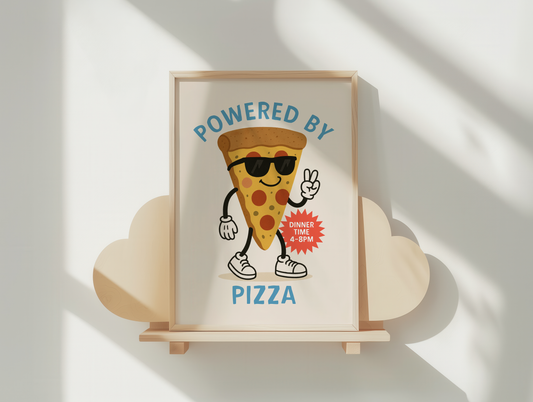 Powered By Pizza | Denim and Cream | Art Print
