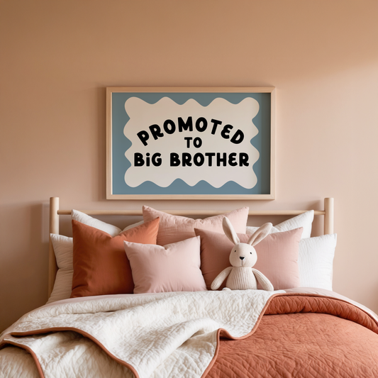 Promoted To Big Brother | Dusty Teal, Black and Cream | Art Print