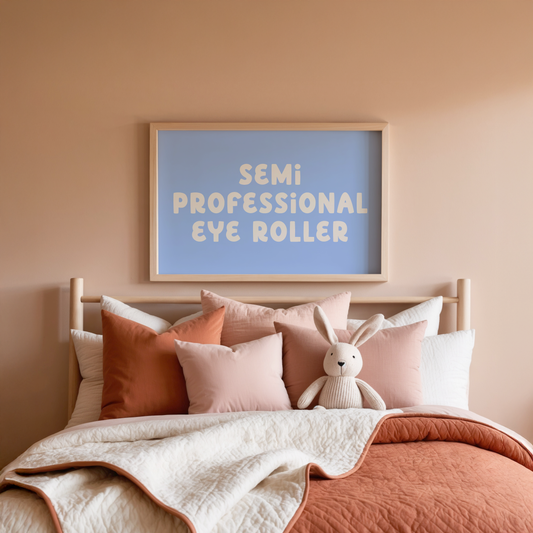 Semi Professional Eye Roller | Cream and Cornflower | Art Print