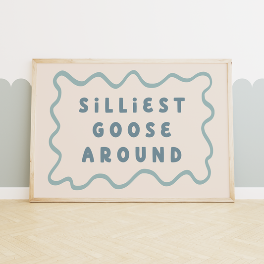 Silliest Goose Around | Seafoam and Cream | Art Print