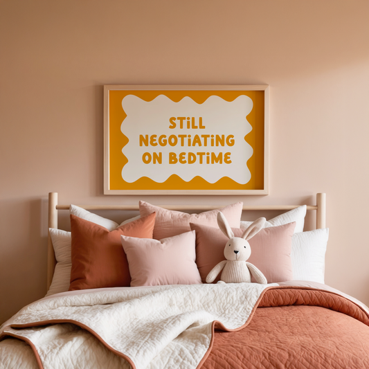 Still Negotiating On Bedtime | Mustard and Cream | Art Print