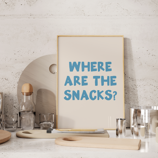 WISDOM & WONDER X HEY WONDER | Where Are The Snacks | Denim & Cream | Wall Art Print