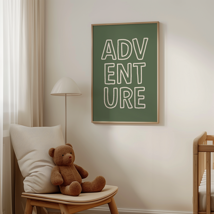 Adventure | Cream and Olive Green | Art Print