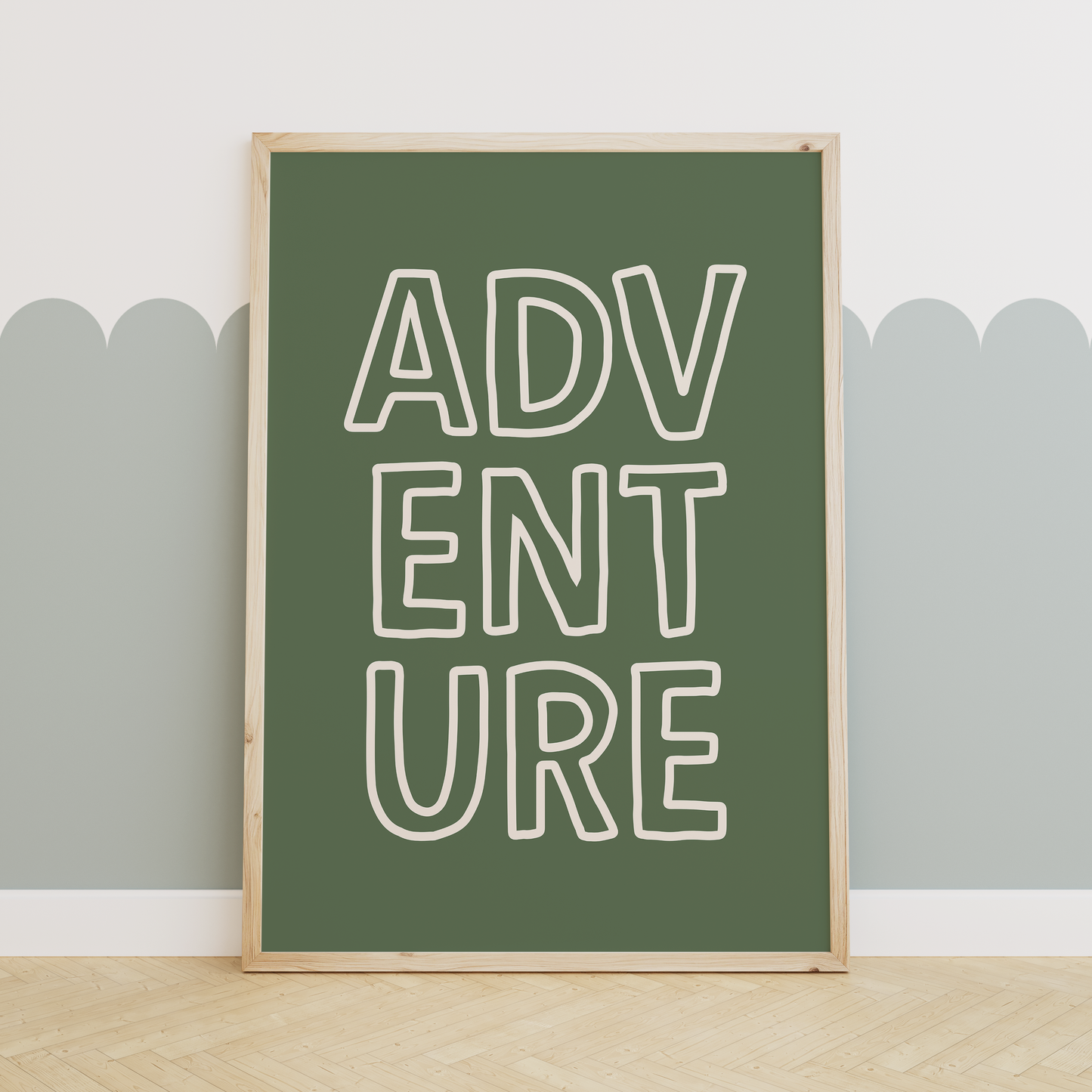 Adventure | Cream and Olive Green | Art Print