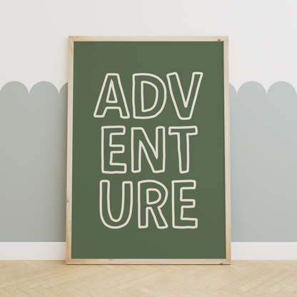 Adventure | Cream and Olive Green | Art Print