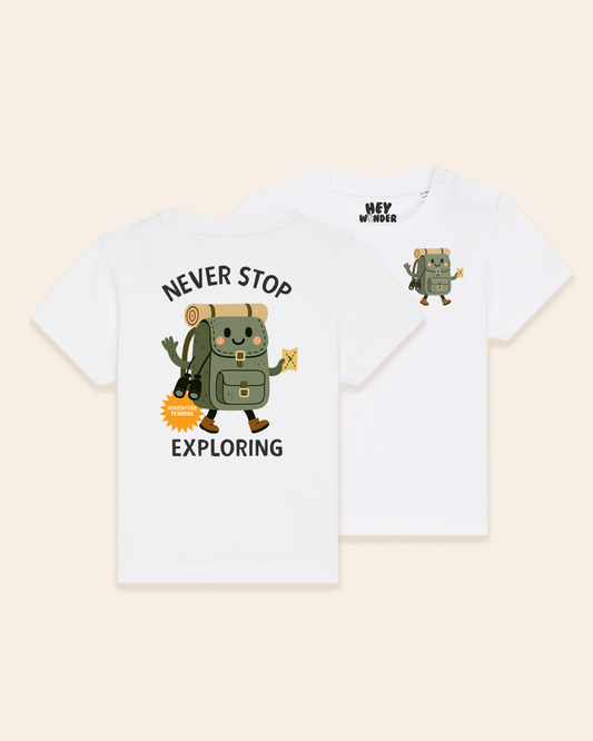 Baby T Shirt | Never Stop Exploring | Back Design