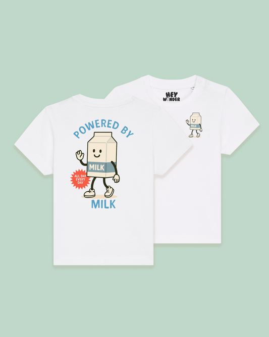 Baby T Shirt | Powered By Milk | Back Design