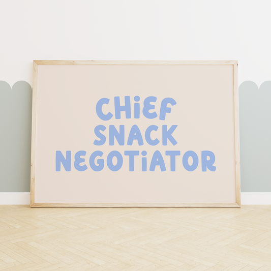 Chief Snack Negotiator | Cornflower and Cream | Art Print