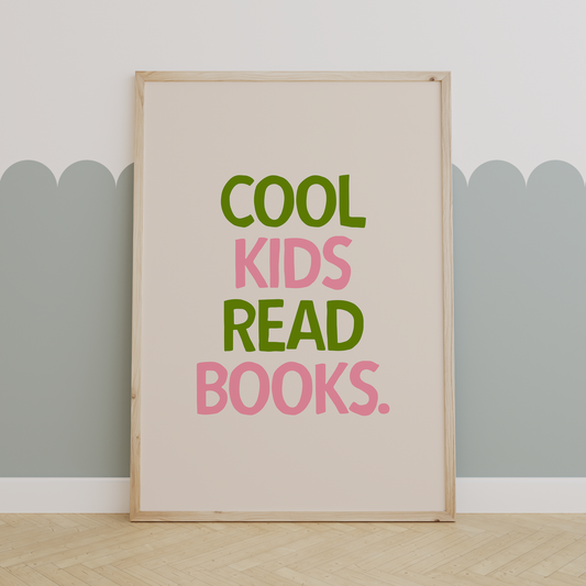 Cool Kids Read Books | Pear, Blush and Cream | Art Print