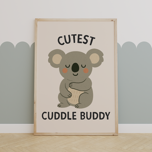 Cutest Cuddle Buddy | Black and Cream | Art Print