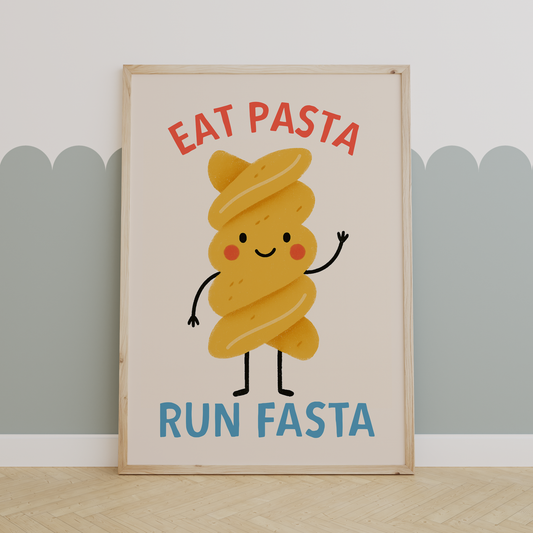 Eat Pasta Run Fasta | Lobster, Denim and Cream | Art Print