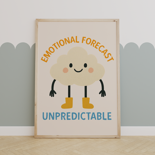 Emotional Forecast Unpredictable | Yellow, Denim and Cream | Art Print