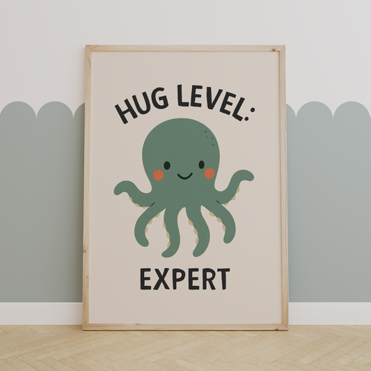 Hug Level: Expert | Black and Cream | Art Print