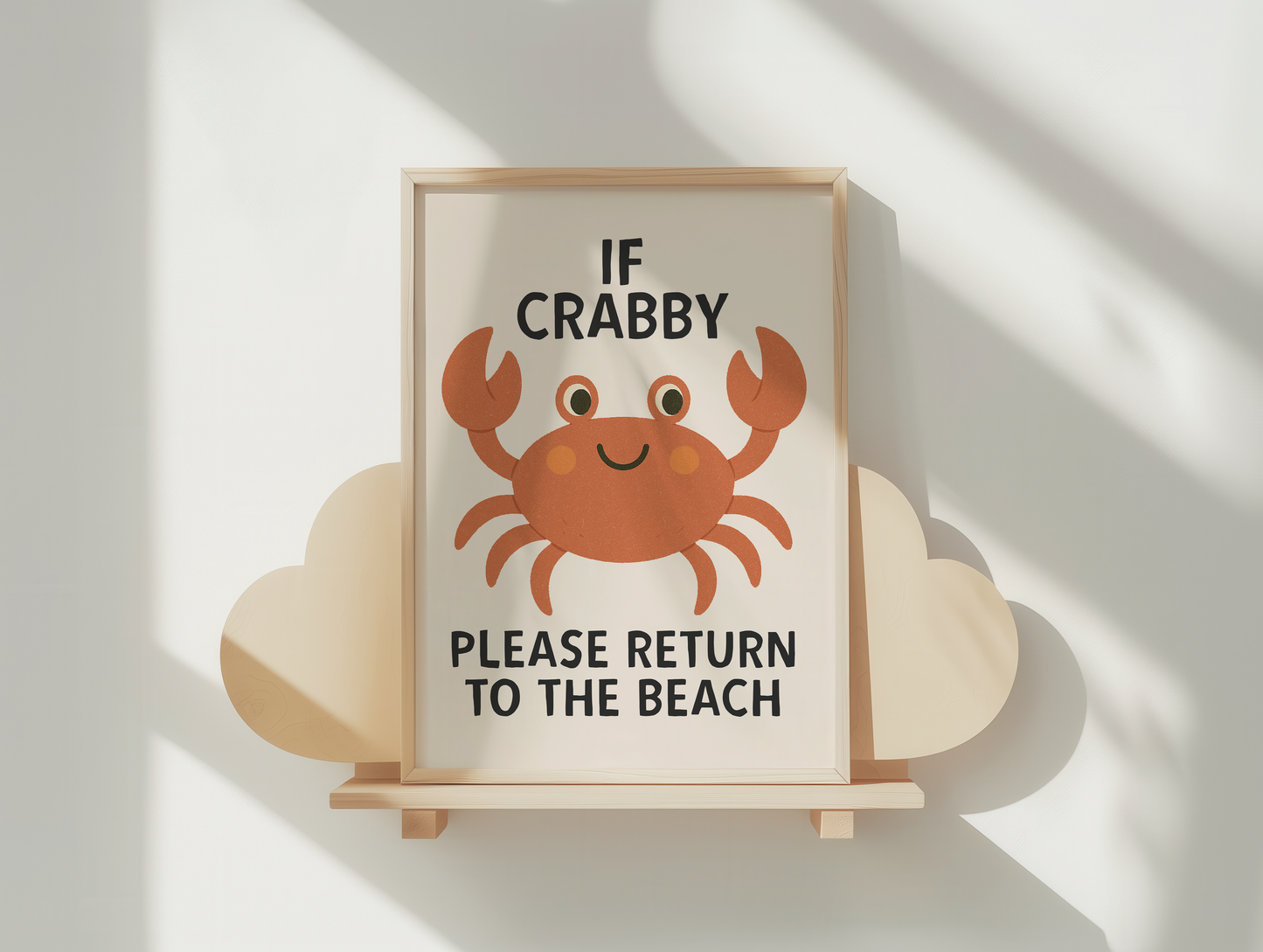 If Crabby Please Return To The Beach | Black and Cream | Art Print