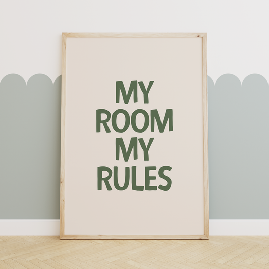 My Room My Rules | Olive Green and Cream | Art Print