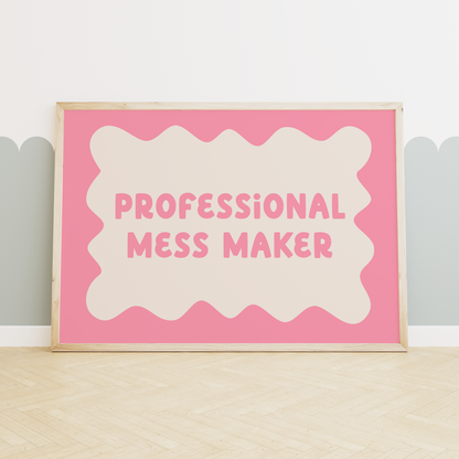 Professional Mess Maker | Blush Pink and Cream | Art Print