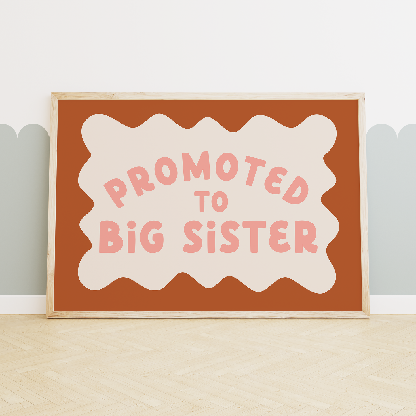 Promoted To Big Sister | Rust, Blush Pink and Cream | Art Print