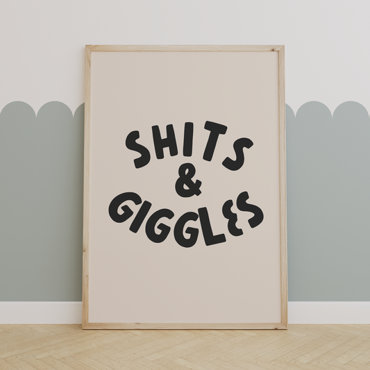 Shits & Giggles | Black and Cream | Art Print